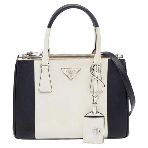 7.8 h x 11 w x 4.8 d prada saffiano|White/black Prada Double Saffiano Leather Mini Bag .